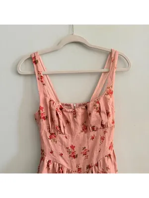 Reformation Bailia Linen Dress in Tea Time Pink thumbnail 5