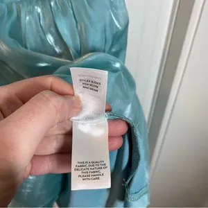 Lulus Thriving Darling Shiny Teal Blue Mermaidcore Sleeveless Tiered Mini‎ dress thumbnail 6