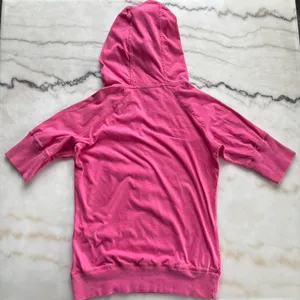 Vintage Y2K Nike Henley Hoodie Pink Short Sleeve Sweatshirt Top Womens Small thumbnail 3