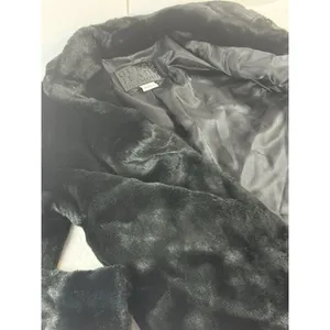 Guess Jeans Glamour faux fur Glam black statement‎ coat Y2K Women’s L Italy thumbnail 6
