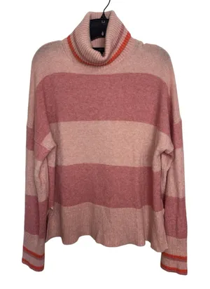 J Crew Supersoft Pink Striped Merino Wool Alpaca Blend Turtleneck Sweater M thumbnail 1