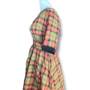 Retrolicious Orange Plaid Fit Flare Dress Small Pinup Retro Mod Rockabilly thumbnail 6