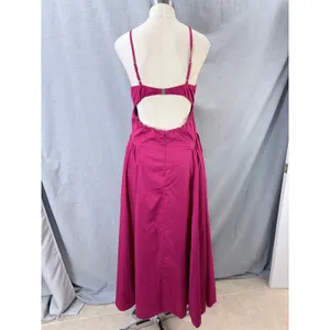 Abercrombie & Fitch Berry Dipped Waist Midi Dress Open Cutout Back M thumbnail 7