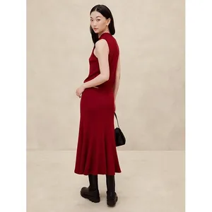 Banana Republic Red Lurex Midi Sweater Skirt A-Line Ribbed‎ Metallic Shimmer S thumbnail 2