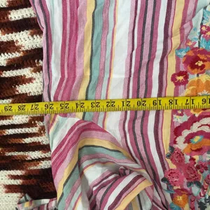 Savanna Jane Boho Hippie Indie embroidered bell flare sleeve tunic top blouse shirt floral multicolored colorful pink V-neck Size 1X-measurement in pics thumbnail 6