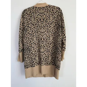 J.Crew Leopard V Neck Merino Wool‎ Blend Cardigan Sweater Womens Size S Preppy thumbnail 4