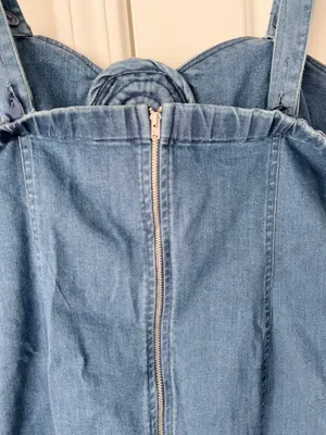 Anthropologie Porridge Rosette Denim Slim Mini Dress, Size XL thumbnail 11