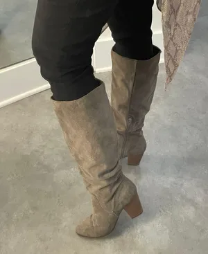 Taupe Suede Knee High Boots Gray Size 8.5 thumbnail 3