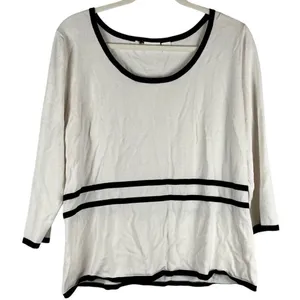 Cato White Sweater Black Outline 3/4 Sleeve XL Top thumbnail 1