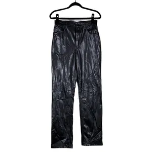 Abercrombie & Fitch 90s Straight Ultra High Rise Faux Leather Pants Black Size 6 thumbnail 2