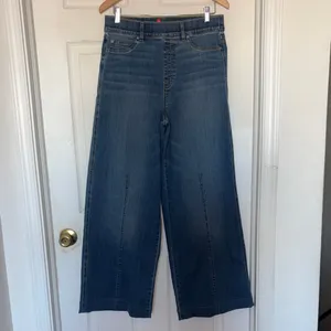 SPANX Seamed Front Wide Leg Jean in Vintage Indigo Blue Size L thumbnail 5