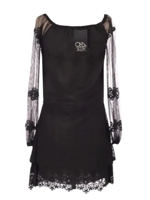 new Chaser ✶ Vintage Inspired Lace Off Shoulder Boho Cocktail Dress ✶ Black ✶ XS thumbnail 4