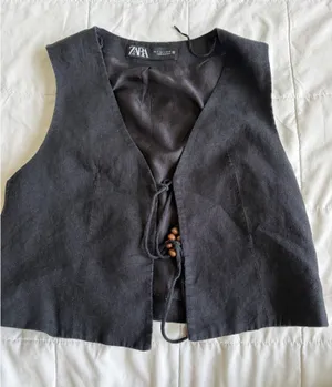 Zara Linen Vest Tie Front thumbnail 1
