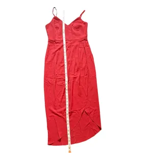 Lulus Midi Dress Women Medium Red Sleeveless Tulip Wrap Skirt Cocktail Party thumbnail 3