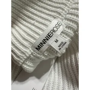 Minnie Rose White Cotton Shaker Mock Neck Zip Up Fringe‎ Jacket 8912 New thumbnail 8