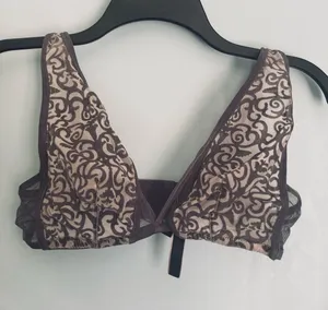 Victoria's Secret Bralette Large Purple and Tan Velvet Feminine thumbnail 1