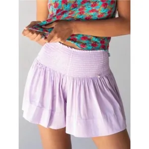 Natural Life NWT Lilac Lavender Smocked Satin Flowy Shorts L XL Boho Cottage thumbnail 3