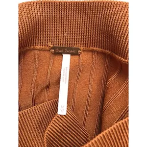 Free People Ribbed‎ Knit Midi Skirt Rust Orange Copper Size Medium Boho Autumn thumbnail 7