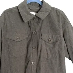 Avec Les Filles Top Womens L Gray Corduroy Long Sleeve Button Up Anthropologie thumbnail 5
