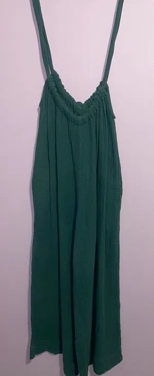 Free People Teal Cotton Gauze Jumpsuit Women Size S One Piece Boho Beach Lounge thumbnail 1