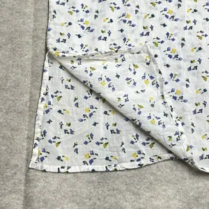 Mahogany Floral Cotton Tunic Top White Blue‎ Yellow Split Neck 3/4 Sleeve Small thumbnail 3