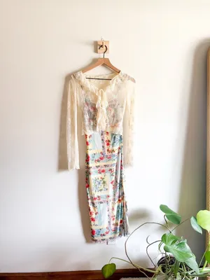 Thirty / Thirty Patchwork Print Dress with Lace Shawl Size S thumbnail 4