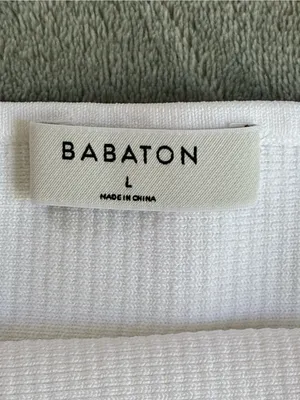 Aritzia Babaton Sculpt White Ribbed Square-Neck low back minimalist streetwear L thumbnail 4
