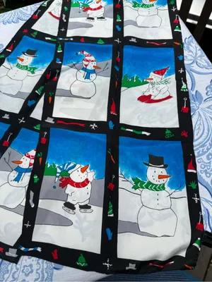 Silk Scarf 100% Made Exclusively For Seasons Snowmen Ski Sled Skate thumbnail 3