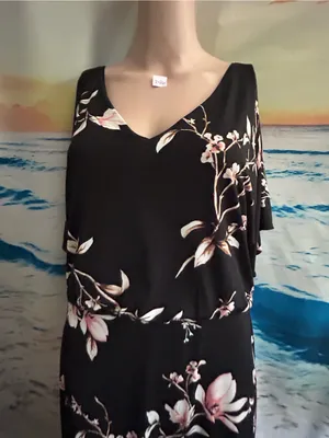 White House Black Market Womens Black Floral V-Neck Maxi Dress SM thumbnail 3