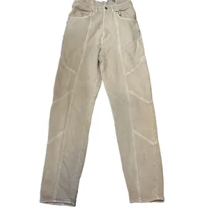NWT Retrofête Washed Terry Pant in Beige Khaki Cotton High Rise Small NO BELT thumbnail 3