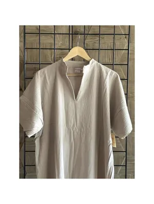 B'Gauze Womens Size 2 (L/XL) Cotton Gauze Tan/Beige V-Neck Maxi Dress Kaftan NWT thumbnail 3
