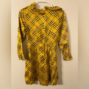 Urban Outfitters Kristen Plaid Ruffle Square-Neck Dress Yellow‎ Black Size XS thumbnail 2