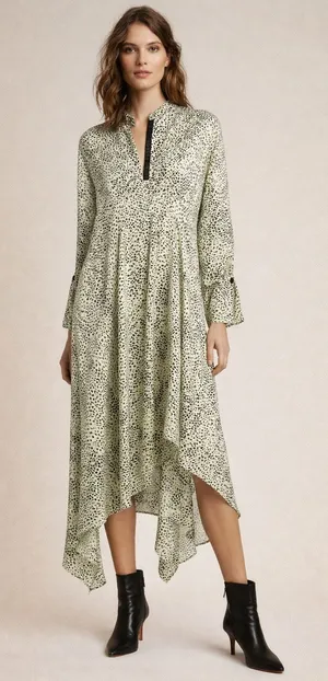PETAR PETROV Neutral Light Green 100% Silk Black Spots Alex Silk Dress size XS thumbnail 1