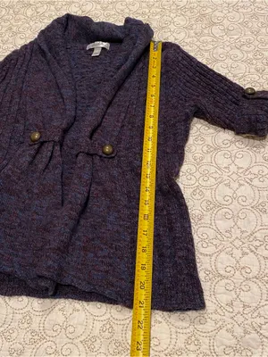 Dressbarn Women’s Knit Cardigan in Blue and Burgundy Size Large thumbnail 3