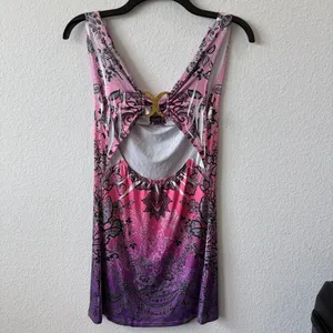 Pink & Purple Ombre Paisley Open Back Top thumbnail 4