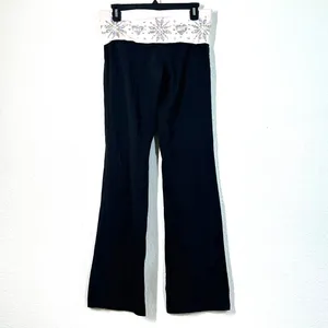 M Pants Victoria's Secret PINK Fold over Yoga Flare Bootcut Sequins Vintage Y2K thumbnail 2