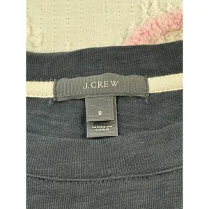J.Crew Women's Black Midi Dress 3/4‎ Sleeve White Stripe Side Zip Size S thumbnail 6