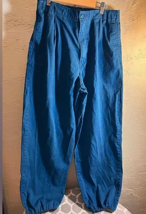 Urban Outfitters Blue Jogger Pants denim blue elastic baggy drawstring ankle Y2K thumbnail 1