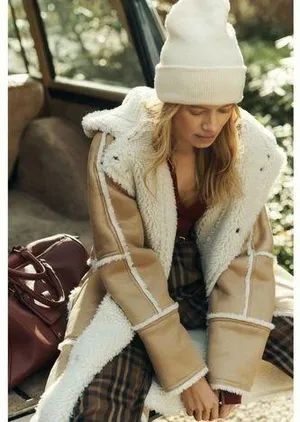 Pilcro Sherpa reversible coat Anthropologie thumbnail 1