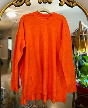 Free people phoebe orange pullover tunic sweater large thumbnail 1