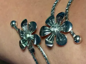 Beautiful Silver 2 Piece Floral Arm Cuffs thumbnail 4