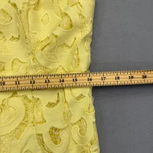 Bardot Yellow Guipure Lace Sheath Midi Dress 12 XL Square Neck Spaghetti Straps thumbnail 4