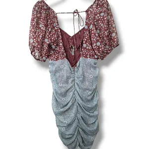 Free People x REVOLVE Storm Combo Tessa Ruched Blouson Sleeves Mini Dress Medium thumbnail 7