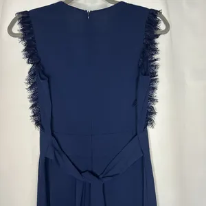Altar'd State Size Med Navy Blue Maxi Dress Sleeveless Lace Details Tie Back Zip thumbnail 3