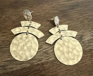 Hammered Gold Earrings Boutique Statement thumbnail 1