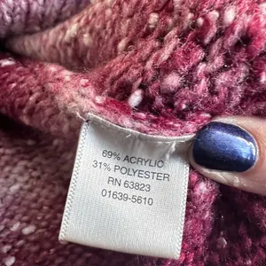 Christopher & Banks Marled Cardigan‎ Sweater L Burgundy Button Front Cozy Knit thumbnail 4