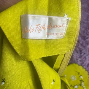 Saks 5th Avenue Vintage Embroidered Yellow Dress thumbnail 4