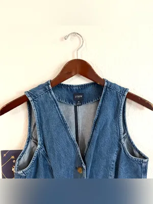 J.Crew Womens Vest Denim Jean Button Front Cotton Blend Size 6 thumbnail 3