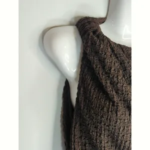 Zara Expresso Brown Textured Knot Ruched Side Maxi Dress LARGE Modest‎ Preppy thumbnail 9