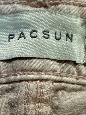 PacSun High Rise Festival Pale Pink Denim Jean Shorts Cotton Pockets Size 27 thumbnail 6